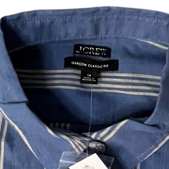 J.Crew Striped Cotton Voile Western Button Down Shirt Blue NWT 14 - Picture 6 of 7